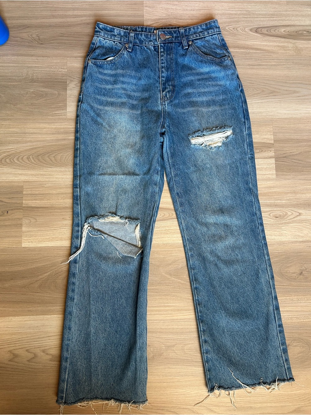 Oh Polly Distressed Blue High-Waist Jeans